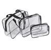Bolsa de cosméticos impermeable se puede imprimir logo fábrica directa pvc transparente de tres piezas multifuncional almacenamiento de viaje bolsa de aseo