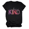 Amazon eBay sitio independiente moda casual mujer "sé amable" corazón letra hueco cuello redondo manga corta camiseta
