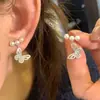 ¡Sueño y suerte! ¡Aretes de mariposa hueca con circonita! Pendientes de Perla de Moda Joyería de Oreja Distintiva Pinza para el Cabello para Mujeres