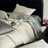 Conjunto de Quatro Peças de Algodão Puro Escovado de Alta Qualidade com 100 Fios, Capa de Edredom Jacquard de Algodão de Fibra Longa Classe A, Roupa de Cama de Luxo Leve 4