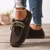 Sapatos de Primavera de Tamanho Grande para Mulheres, Sapatos Loafer Versáteis, Sapatos Rasos Casuais Confortáveis para Mulheres, Sapatos Mãe com Cadarço Atacado