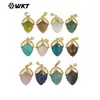 Wt-P2016 Textura Clásica Chapado en Oro de 18 Quilates Forma de Gota de Agua Colorida Pendientes de Piedra Preciosa para Niñas Accesorios de Joyería para Collares