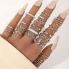 TEMU Cross-border Hot Selling Novo Anel de Zircão Micro-incrustado de Luxo Europeu e Americano Moda Feminina Arco Anel Conjunto de 15 peças