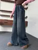 Jeans rectos de cintura alta para niñas, estilo primavera y otoño, pantalones anchos elegantes para niños mayores, ropa de otoño para niñas, pantalones versátiles para estudiantes de secundaria