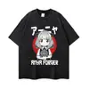Directo del fabricante, camiseta de manga corta con estampado de personaje de cómic vintage lavado y desgastado, unisex, corte holgado, tendencia anime