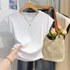 Playera Delgada y Elegante de Manga Volante para Mujer, Verano Manga Corta 2025 Súper Popular Top de Aspecto Adelgazante de Cintura Ajustada, Camisa Hermosa