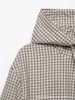 Comercio exterior transfronterizo ropa de mujer otoño nuevo estilo europeo y americano moda casual chaqueta con capucha a cuadros 6318010