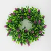 Corona de Flores Artificiales Transfronteriza de Amazon, Decoración Estilo Americano, Corona de Hierba con Colgante de Fruta en Forma de Corazón, Corona de Puerta de Amazon Corona de Hierba