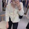 Cárdigan de imitación de visón con cuello en V, otoño e invierno 2024, holgado, estilo Chanel, estilo coreano