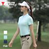 PGM Nova Camiseta de Golfe Feminina Manga Curta Esportiva Secagem Rápida Stretch Colorblock Gola Slimming Top Roupa