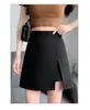 Versátil falda corta negra para mujer, de cintura alta, adelgazante, línea A, talla grande, falda pantalón ajustada a la cadera