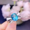 Anillo de Plata de Ley S925 con Topacio Natural Moda Lazo Ovalado 8x10mm Anillo Soporte Vacío Lote Suministro en Vivo