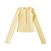 25217-Camiseta de Moda Sexy de Estilo Europeo y Americano con Cuello Redondo y Mangas Largas para Mujer 2025 Nueva Sexy Ajustada Camiseta Básica Superior