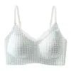 Nuevo estilo sujetador de encaje floral pequeño con copas fijas para mujeres con poco busto, sin costuras, espalda bonita, transpirable, sujetador dulce 3288