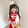 Peruca Coelho Pudim Cabelo Longo Feminino Vermelho da Internet Diário Lolita Cabelo Longo Liso Franja Reta Natural Cobertura Completa da Cabeça jk Shaoluo