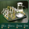 Taza de Agua Creativa Set para el Hogar Sensación de Alta Gama Tazas para Beber Agua Familiares Vasos de Vidrio con Asas Sala de Estar Sencilla Tazas para Té Verde
