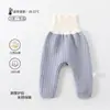 Calça Quente de Algodão Acolchoada de Cintura Alta para Recém-Nascidos, Calça de Bebê Quente de Três Camadas de Algodão Puro Classe A, Leggings de Roupa Íntima para Proteger a Barriga do Bebê