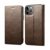 Adecuado para Iphone11 Funda para Teléfono Móvil con Tarjetero Imitación Piel de Vaca Cera Aceite 11 Pro Max Flip Funda Protectora Anti-Doblado