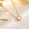 Set de trébol de cuatro hojas de acero de titanio de doble cara transfronterizo de Amazon: pulsera, collar, pendientes, anillo, juego de cuatro piezas, joyería que no se decolora