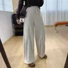 ¡Cepillo para industria pesada! Pantalones de pierna ancha elásticos con caída adelgazante, hilo mixto de flores fijas/línea central dividida, Otoño/Invierno H100404