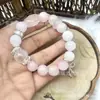 Pulsera de Amatista Natural, Anillo de Cristal Blanco de Doble Punta, Pulsera de Moda Exquisita con Múltiples Piedras de Cristal Rosa