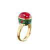 Productos de fábrica de origen joyería de plata s925 estilo nacional para damas anillo de apertura de esmalte azul ardiente corindón rojo