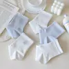 Calcetines para niños con lazo y encaje, calcetines azul claro hasta la pantorrilla para niñas, calcetines finos de malla transpirables dulces para estudiantes para primavera y verano