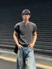 Estilo Old Money Suéter con Cuello Henry Manga Corta para Hombre Verano Retro Americano Camiseta de Tipo Duro Polo de Media Manga de Alta Gama