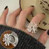 Anel Espiral de Linha Geométrica Simples Design de Moda Feminina Senso de Design Anel Aberto de Dedo Vento Frio Anel Vórtice Anel de Dedo