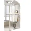 Pantalla de vidrio de separación seca y húmeda color crema, mampara de baño, unidad de almacenamiento, cabina de ducha de hierro forjado, divisor de baño de acero inoxidable