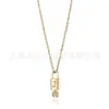 Collar con Candado de Letra Estilo Europeo y Americano, Chapado en Cobre con Oro Real, Incrustado con Circonita, 26 Colgantes de Letras Inglesas, Joyería de Cadena para Clavícula