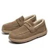 Nuevos Zapatos de Algodón Perezoso de Felpa Casual Estilo Británico para Hombre Zapatos de Mocasín Calientes de Moda para Hombre