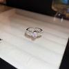 Anillo de apertura de doble capa con diseño de personalidad de estilo coreano con circonitas y serpiente de amor, anillo de dedo de metal estilo frío, joyería