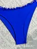 Suministro exclusivo de comercio electrónico transfronterizo desde fábrica, al por mayor directo en stock de conjunto de dos piezas de traje de baño para playa, cuello halter, color liso