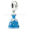 Plata de Ley S925 Dora Tacones Altos Azules Estilo Vestido Disney Falda Colgante DIY Colgante Dora Venta al por Mayor