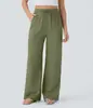 Pantalones Casuales de Lino de Pierna Ancha con Cintura Alta, Cordón y Bolsillo Lateral Amazon 2025, Pantalones de Playa de Pierna Ancha Fluidos con Cintura Elástica