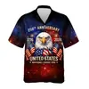 Camisa Havaiana 250 Anos de Liberdade 1776-2026 Águia Patriótica Sino da Liberdade 4 de Julho Camisa Unissex
