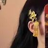 Grampo de Cabelo com Franja de Flor Dourada Estilo Yu Shuxin para Mulheres, Novo Acessório de Cabelo da Moda Chinesa de Alto Valor Presilha Lateral Ornamento de Cabelo