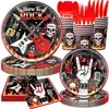 Decoración de fiesta temática de calavera de roca de venta caliente transfronteriza, vajilla, accesorios para ambientar fiestas navideñas de Halloween