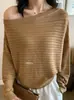 Top de Malha Elegante Off-Shoulder HersElegant 2026 Outono Manga Longa Elegante para Mulheres