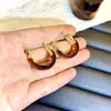 Nuevos Pendientes de Lujo Retro Color Ámbar Maillard en Forma de C 2025 Pendientes de Alta Gama Pendientes Elegantes para Mujer