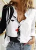 Comercio Exterior Transfronterizo 2024 Cárdigan para Mujer Europeo y Americano Camisa de Manga Larga con Estampado de Flores 3D Top de Alta Gama Versátil para Mujer