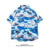 Camisa Hawaiana de Seda de Hielo para Hombre Camisa de Manga Corta de Moda para Hombre Camisa Floral de Playa de Verano para Hombre Ropa de Pareja Chaqueta Holgada