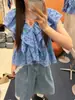 Elegante Blusa de Encaje con Lunares y Cuello en V Estilo Coreano Dongdaemun Dulce y Versátil Top Nueva Moda para Mujer