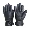 Guantes de algodón de cuero negro con forro polar, guantes cálidos de invierno para hombres y mujeres, guantes gruesos a prueba de frío para montar, con forro polar de PU