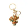 Pingente de chaveiro de flor realista transfronteiriço original, girassol e íris de Van Gogh, chaveiro criativo para decoração de mochila