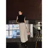 Falda midi de lana estilo minimalista con cinturón, color café, transmisión en vivo de producto nuevo, dropshipping transfronterizo