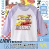 Ropa con temática del coche Rayo McQueen para niños pequeños, tops finos de primavera y otoño, camiseta de algodón para niños con mangas raglán largas, moderna