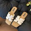 261-4 Verão Novo Simples Cor Sólida plus size Uma Tira Casual Sandálias Baixas e Chinelos Plus Alargado plus size Sapatos Femininos