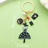 Llavero colgante de aleación de gota de aceite estilo coreano transfronterizo, llavero de cadena de perlas para bolso de mujer